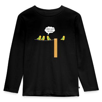 Der hat WLAN - Kinder Premium Bio Langarmshirt - Schwarz - Vorne - AI Model Kid Male (0cm)