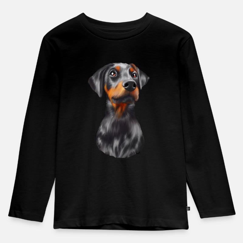 Dobermann Hund - Kinder Premium Bio Langarmshirt - Schwarz