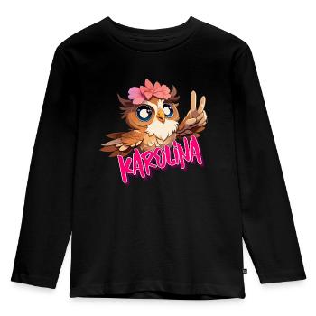 KAROLINA - Beau nom de fille avec un hibou mignon - T-shirt manches longues Premium Enfant - noir - Devant - AI Model Kid Male (0cm)