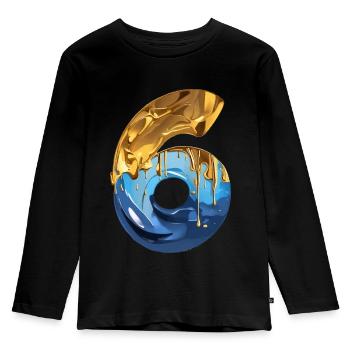 NR. 6 NUMMER 6 COOL 6. GEBURTSTAG - Kinder Premium Bio Langarmshirt - Schwarz - Vorne - AI Model Kid Male (0cm)