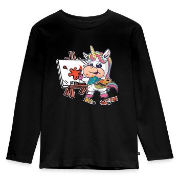 Unicorn Painting Season Colors - Kids' Premium Longsleeve Shirt - black - Front - AI Model Kid Male (0cm)