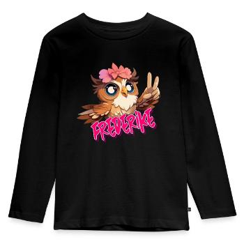 FREDERIKE - Beautiful girl name with cute OWL - Kids' Premium Longsleeve Shirt - black - Front - AI Model Kid Male (0cm)