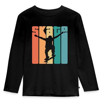 Skate Retro - Skater - Skateboard - Skateboarder - Kids' Premium Longsleeve Shirt - black - Front - AI Model Kid Male (0cm)
