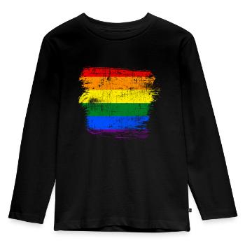 Drapeau arc-en-ciel LGBT - T-shirt manches longues Premium Enfant - noir - Devant - AI Model Kid Male (0cm)