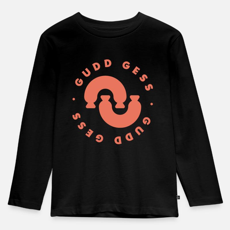 Gudd Gess mit Lyoner - Kinder Premium Bio Langarmshirt - Schwarz