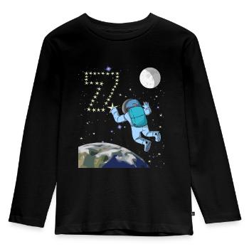 Astronaute 7 ans 7 ans 7ème anniversaire espace Terre Lune - T-shirt manches longues Premium Enfant - noir - Devant - AI Model Kid Male (0cm)