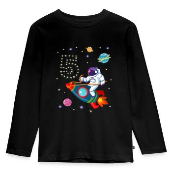 5. Geburtstag Rakete Astronaut 5 Jahre Weltraum - Kinder Premium Bio Langarmshirt - Schwarz - Vorne - AI Model Kid Male (0cm)