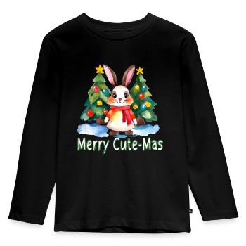 Joyeux lapin mignon - T-shirt manches longues Premium Enfant - noir - Devant - AI Model Kid Male (0cm)
