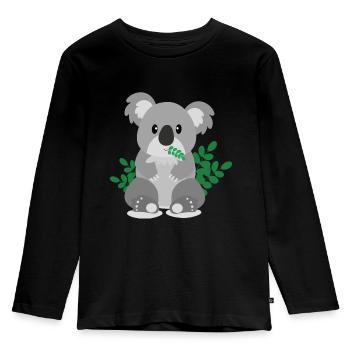 koala - Kinder Premium Bio Langarmshirt - Schwarz - Vorne - AI Model Kid Male (0cm)