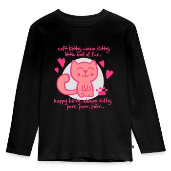 soft kitty, warm kitty, little ball of fur... - Kids' Premium Longsleeve Shirt - black - Front - AI Model Kid Male (0cm)