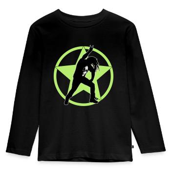 metal_fan_headbanger_112015_a_3c - Kinder Premium Bio Langarmshirt - Schwarz - Vorne - AI Model Kid Male (0cm)