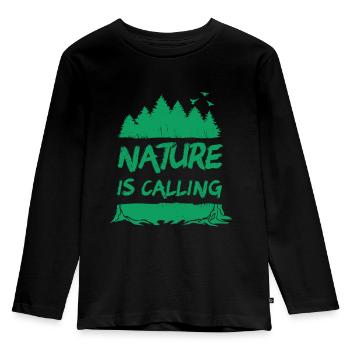 Nature is Calling - Kids' Premium Longsleeve Shirt - black - Front - AI Model Kid Male (0cm)