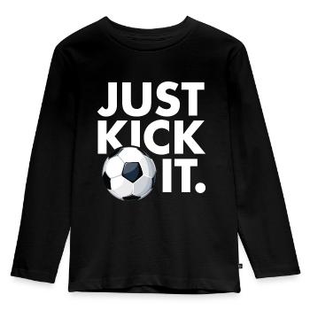 Einfach kick it - Kinder Premium Bio Langarmshirt - Schwarz - Vorne - AI Model Kid Male (0cm)