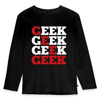 Geek - Kinder Premium Bio Langarmshirt - Schwarz - Vorne - AI Model Kid Male (0cm)