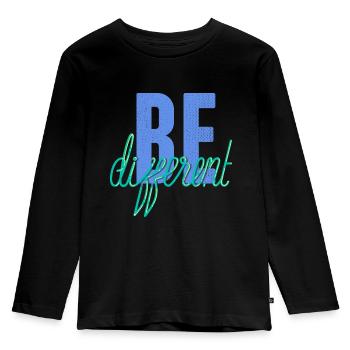 Be different- Sei anders! - Kinder Premium Bio Langarmshirt - Schwarz - Vorne - AI Model Kid Male (0cm)