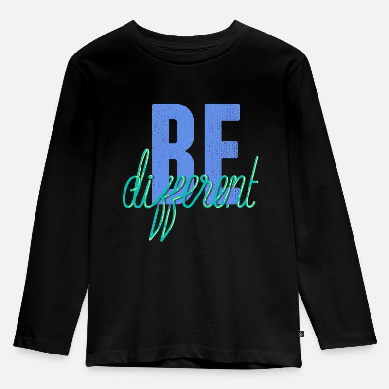 Be different- Sei anders! - Kinder Premium Bio Langarmshirt - Schwarz