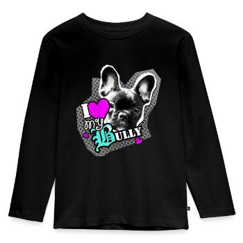 Bully - French Bulldog - Love - Kids' Premium Longsleeve Shirt - black - Front - AI Model Kid Male (0cm)