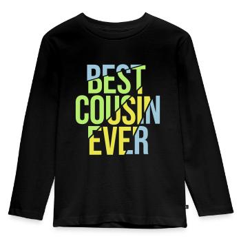 best cousin ever Zitat - Kinder Premium Bio Langarmshirt - Schwarz - Vorne - AI Model Kid Male (0cm)