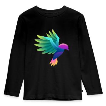 Naturschutz Vogel bunt - Kinder Premium Bio Langarmshirt - Schwarz - Vorne - AI Model Kid Male (0cm)