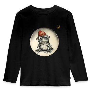 GRENOUILLE AVEC DES LUNETTES - T-shirt manches longues Premium Enfant - noir - Devant - AI Model Kid Male (0cm)