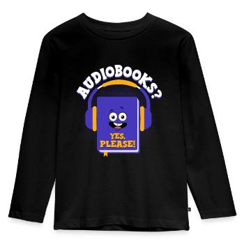 Earpiece Escape: Conversations with Audiobooks - Kids' Premium Longsleeve Shirt - black - Front - AI Model Kid Male (0cm)