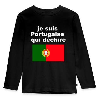 je suis portugaise qui déchire - T-shirt manches longues Premium Enfant - noir - Devant - AI Model Kid Male (0cm)