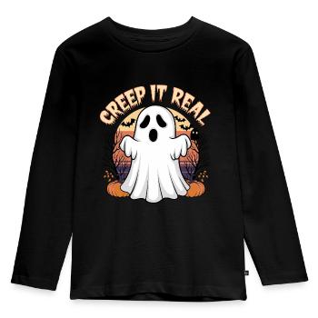 Grusel es echt - Kinder Premium Bio Langarmshirt - Schwarz - Vorne - AI Model Kid Male (0cm)