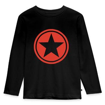 star - Kinder Premium Bio Langarmshirt - Schwarz - Vorne - AI Model Kid Male (0cm)