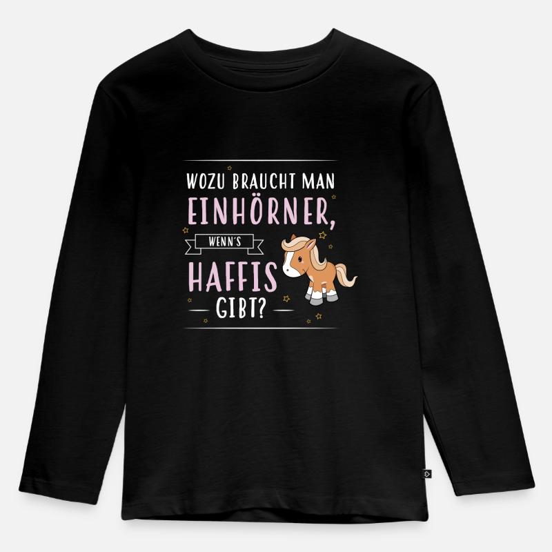 Wozu Einhörner Haflinger - Kinder Premium Bio Langarmshirt - Schwarz