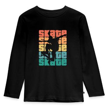 Skate Retro - Skater - Skateboard - Skateboarder - Kids' Premium Longsleeve Shirt - black - Front - AI Model Kid Male (0cm)
