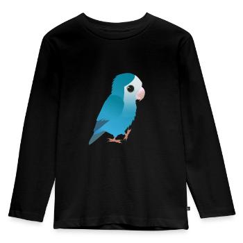 Cute blue lovebird - Kids' Premium Longsleeve Shirt - black - Front - AI Model Kid Male (0cm)