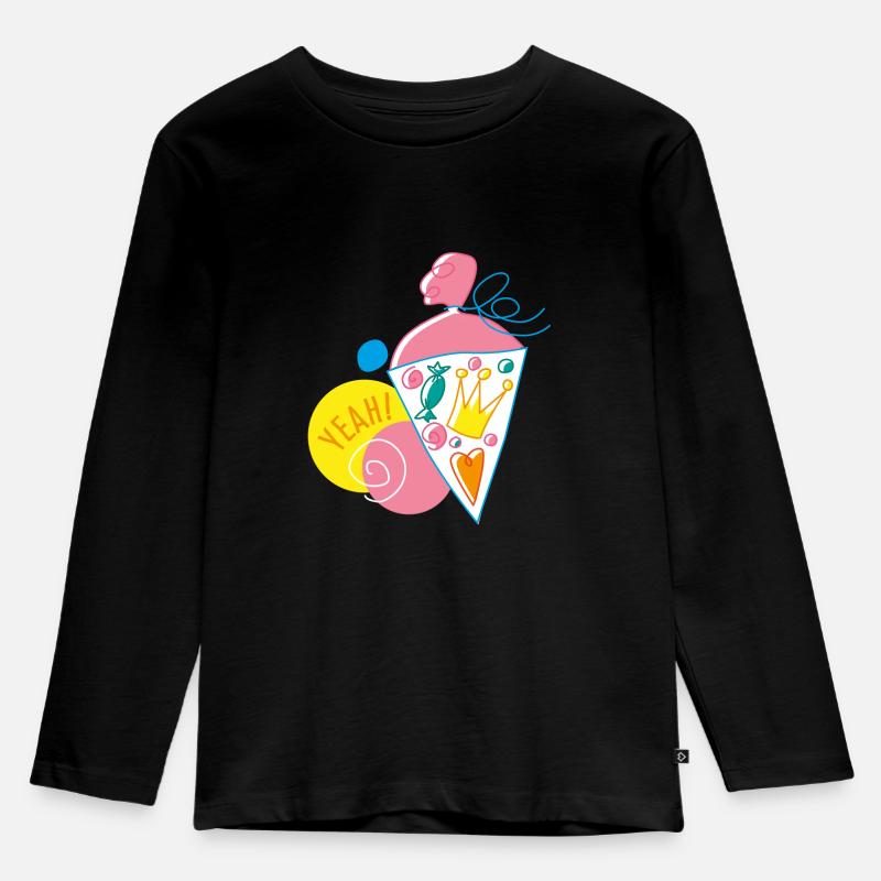Illustration Schulanfang YEAH grafitiny - Kinder Premium Bio Langarmshirt - Schwarz