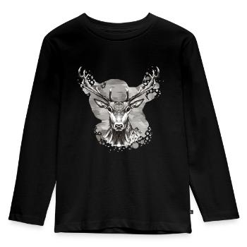 Hirsch - Kinder Premium Bio Langarmshirt - Schwarz - Vorne - AI Model Kid Male (0cm)