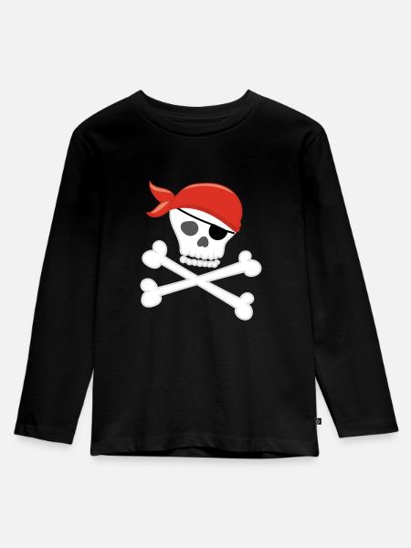 PIRATE - Kinder Premium Bio Langarmshirt - Schwarz
