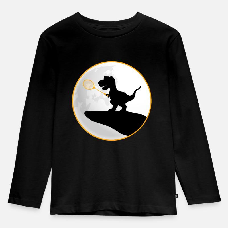 badminton federball badminton-dino TRex saurus - Kinder Premium Bio Langarmshirt - Schwarz