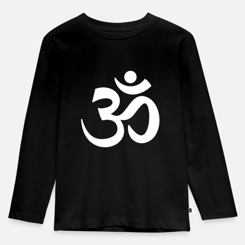 ohm zeichen weiss om yoga - Kinder Premium Bio Langarmshirt - Schwarz