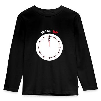 Wach auf - Kinder Premium Bio Langarmshirt - Schwarz - Vorne - AI Model Kid Male (0cm)