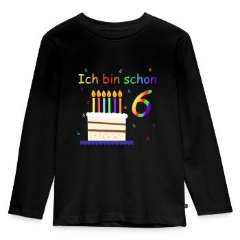 Ich bin 6 Jahre Geburtstag Torte Design Kinder - Kinder Premium Bio Langarmshirt - Schwarz - Vorne - AI Model Kid Male (0cm)