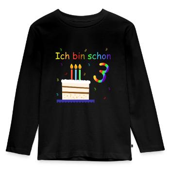 Ich bin 3 Jahre Geburtstag Torte Design Kinder - Kinder Premium Bio Langarmshirt - Schwarz - Vorne - AI Model Kid Male (0cm)