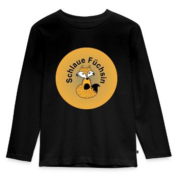 Schlaue Füchsin - Schulkind Mädchen Fuchs schlau - Kinder Premium Bio Langarmshirt - Schwarz - Vorne - AI Model Kid Male (0cm)
