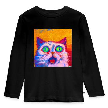 Andy Katze - Kinder Premium Bio Langarmshirt - Schwarz - Vorne - AI Model Kid Male (0cm)