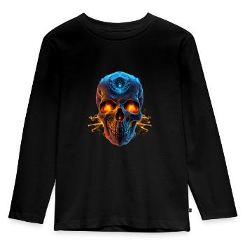 Crâne aux yeux flamboyants - T-shirt manches longues Premium Enfant - noir - Devant - AI Model Kid Male (0cm)