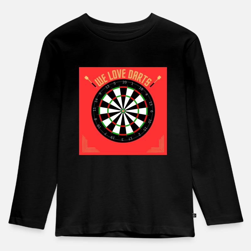 Lets play Darts - Kinder Premium Bio Langarmshirt - Schwarz