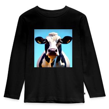 Vache noire et blanche - T-shirt manches longues Premium Enfant - noir - Devant - AI Model Kid Male (0cm)