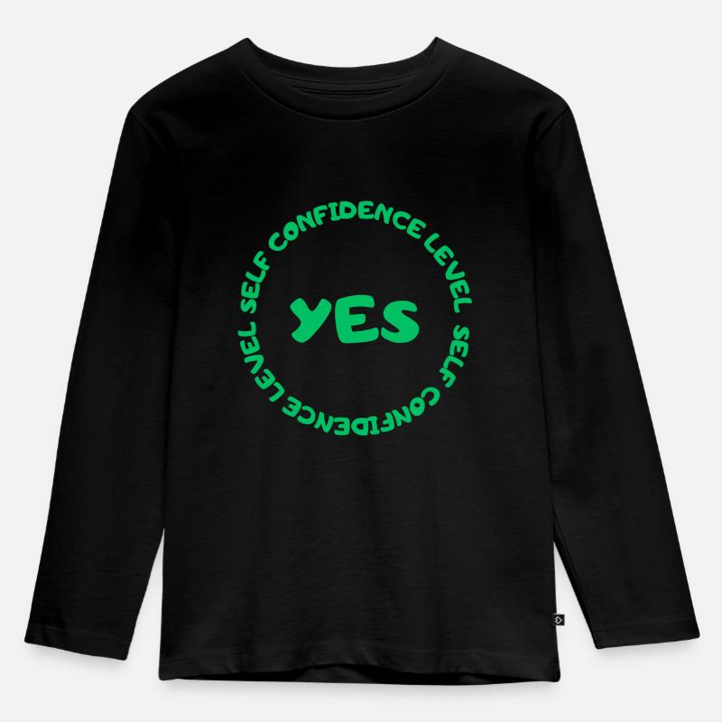 Self confidence level YES grün - Kinder Premium Bio Langarmshirt - Schwarz