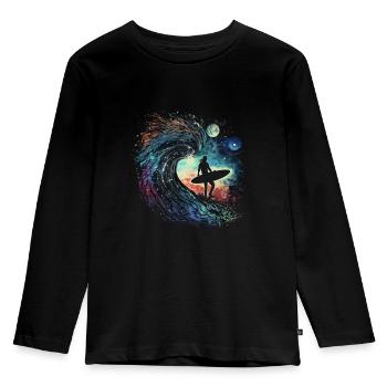 Surfer in the Galaxy - Kids' Premium Longsleeve Shirt - black - Front - AI Model Kid Male (0cm)