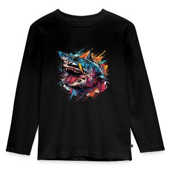 Résumé de requin - T-shirt manches longues Premium Enfant - noir - Devant - AI Model Kid Male (0cm)
