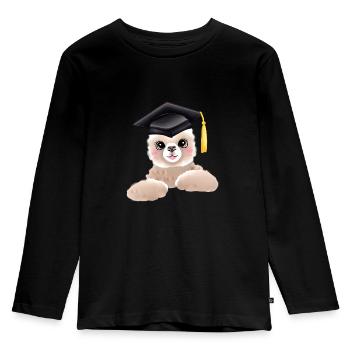Bachelor Absolvent Alpaka Studium Schulabschluss - Kinder Premium Bio Langarmshirt - Schwarz - Vorne - AI Model Kid Male (0cm)