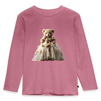 Ours en peluche en robe de mariée - T-shirt manches longues Premium Enfant - mauve - Devant - AI Model Kid Female (0cm)