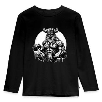 Zombie Wikinger Gym Training - Kinder Premium Bio Langarmshirt - Schwarz - Vorne - AI Model Kid Male (0cm)